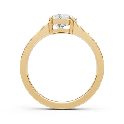 Diamond East West Pear Gemstone Ring with Accents