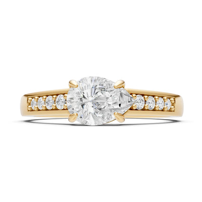 Diamond East West Pear Gemstone Ring with Accents