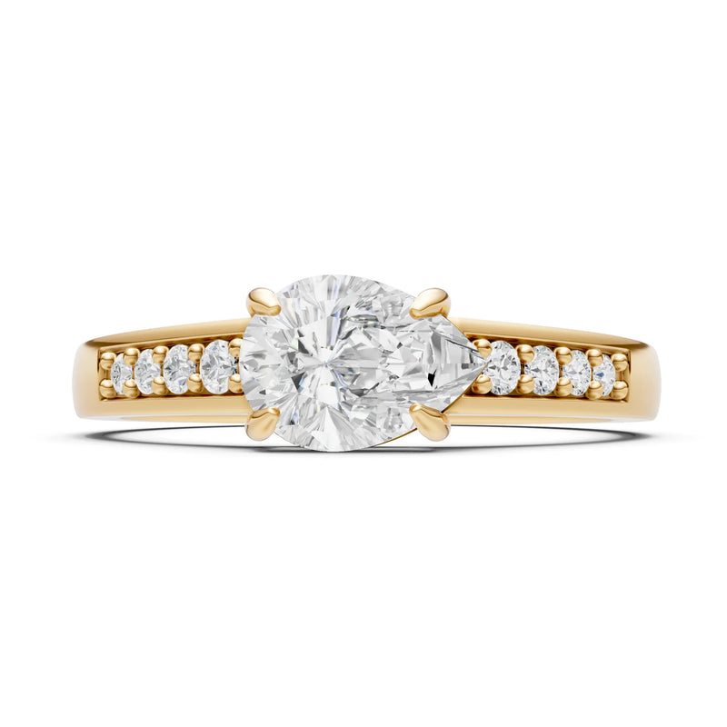 Diamond East West Pear Gemstone Ring with Accents
