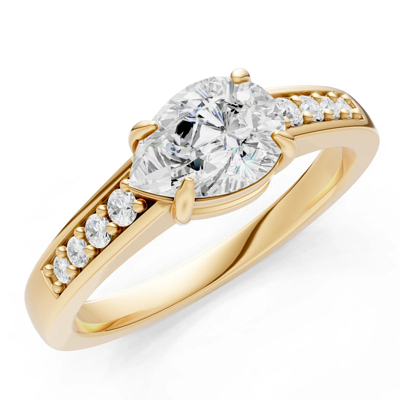 Diamond East West Pear Gemstone Ring with Accents
