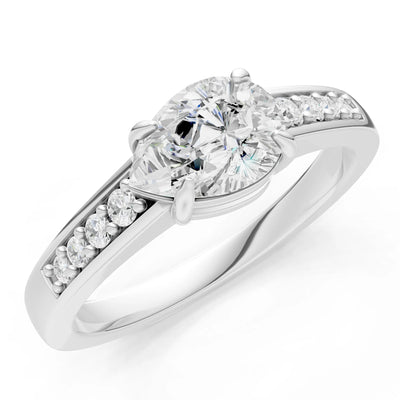 East West Pear Gemstone Ring with Accents