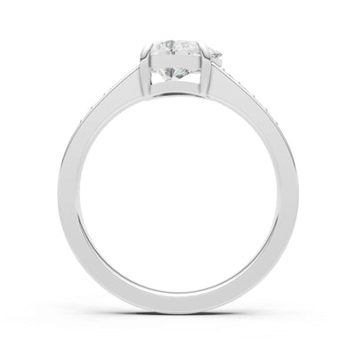 Diamond East West Pear Gemstone Ring with Accents