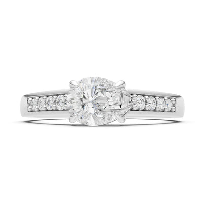 Diamond East West Pear Gemstone Ring with Accents