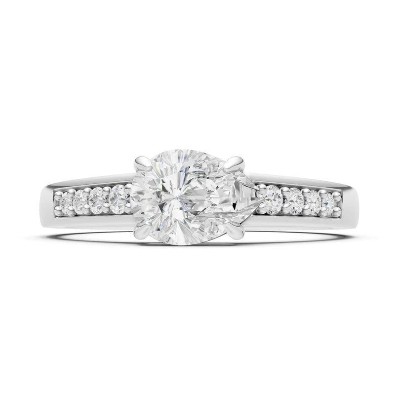 Diamond East West Pear Gemstone Ring with Accents