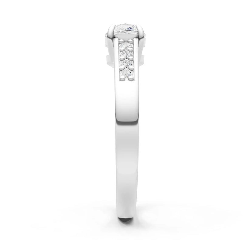 Diamond East West Pear Gemstone Ring with Accents