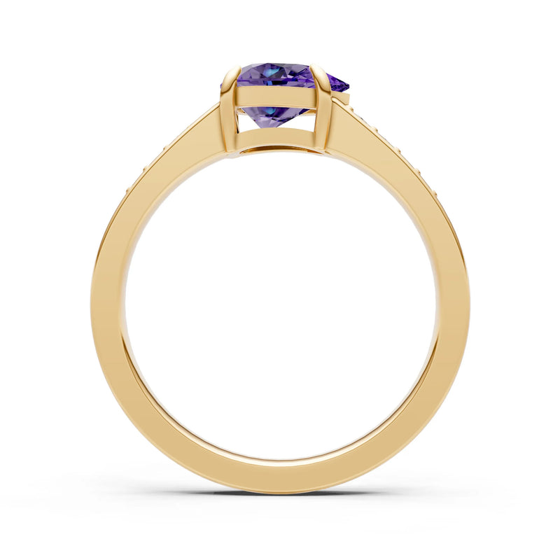 Amethyst East West Pear Gemstone Ring with Accents