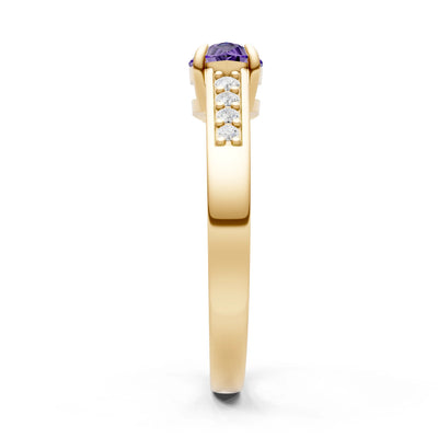 Amethyst East West Pear Gemstone Ring with Accents
