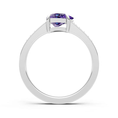 Amethyst East West Pear Gemstone Ring with Accents