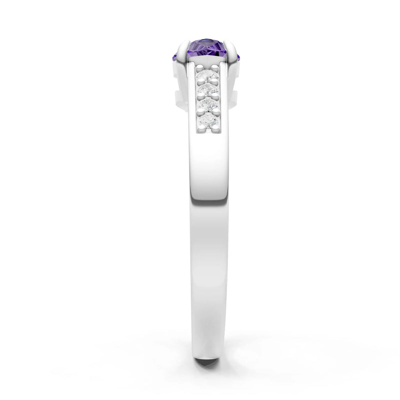 Amethyst East West Pear Gemstone Ring with Accents