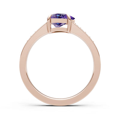 Amethyst East West Pear Gemstone Ring with Accents