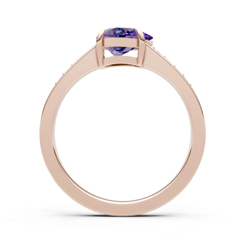Amethyst East West Pear Gemstone Ring with Accents