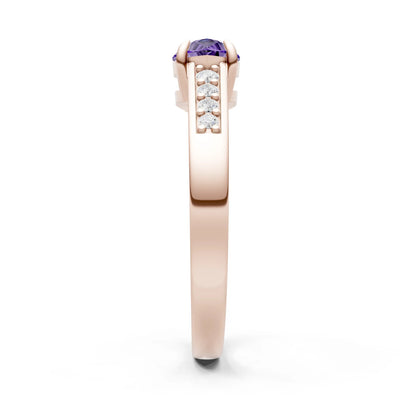 Amethyst East West Pear Gemstone Ring with Accents