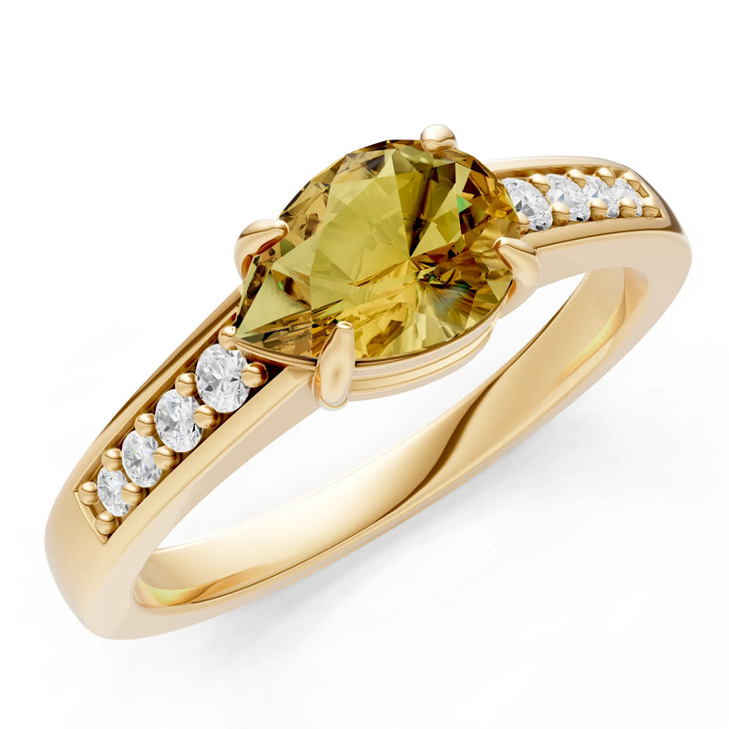 Citrine East West Pear Gemstone Ring with Accents