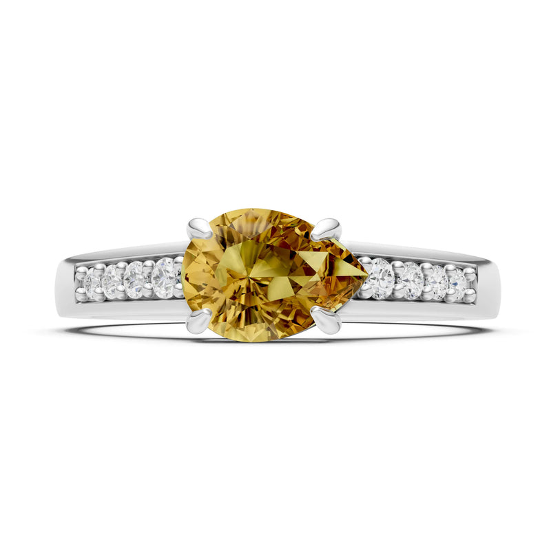 Citrine East West Pear Gemstone Ring with Accents