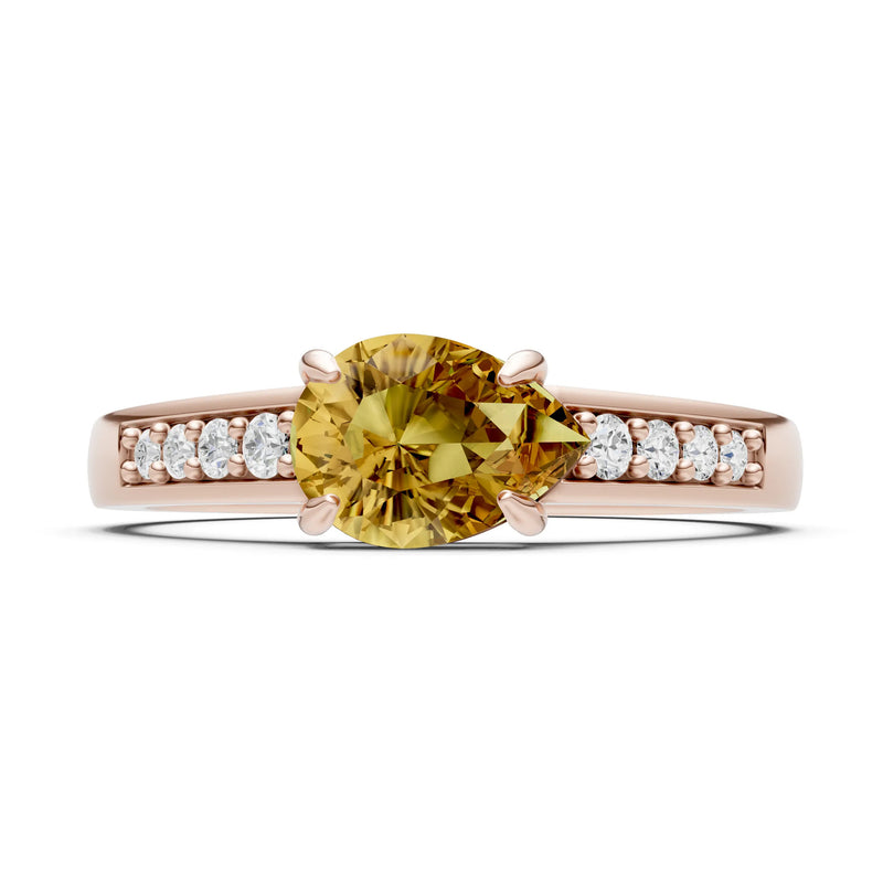 Citrine East West Pear Gemstone Ring with Accents