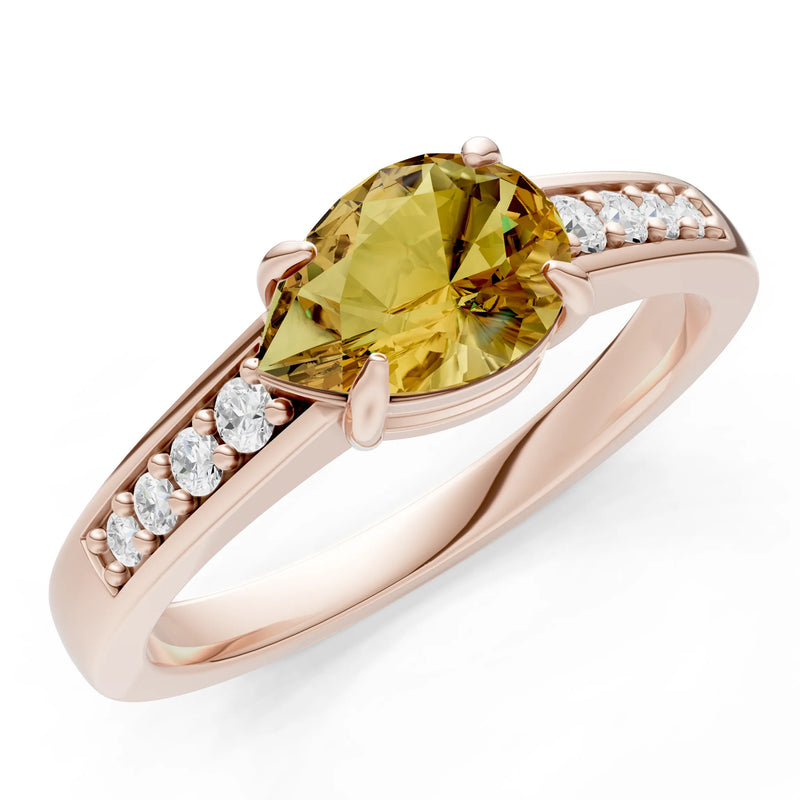 Citrine East West Pear Gemstone Ring with Accents