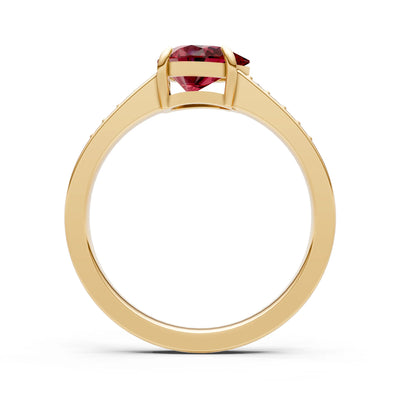 Garnet East West Pear Gemstone Ring with Accents