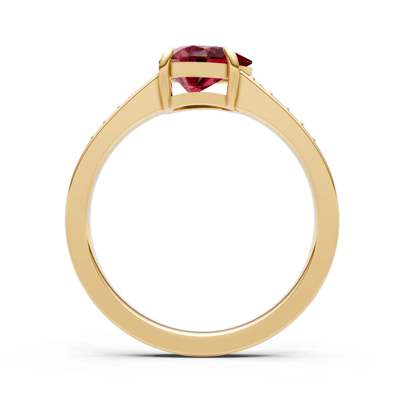 Garnet East West Pear Gemstone Ring with Accents