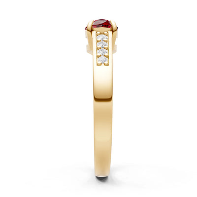 Garnet East West Pear Gemstone Ring with Accents