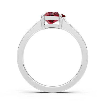 Garnet East West Pear Gemstone Ring with Accents