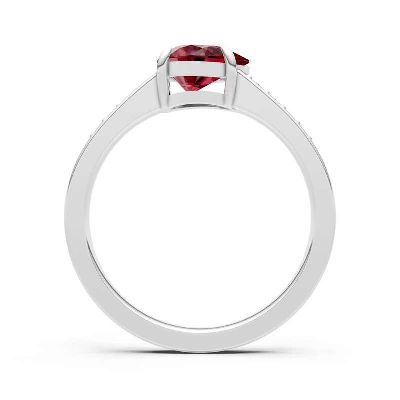 Garnet East West Pear Gemstone Ring with Accents
