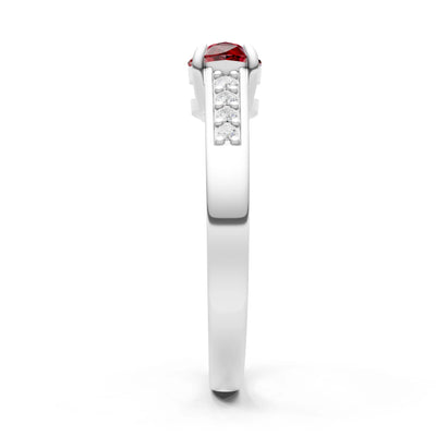 Garnet East West Pear Gemstone Ring with Accents