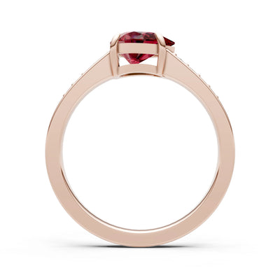 Garnet East West Pear Gemstone Ring with Accents