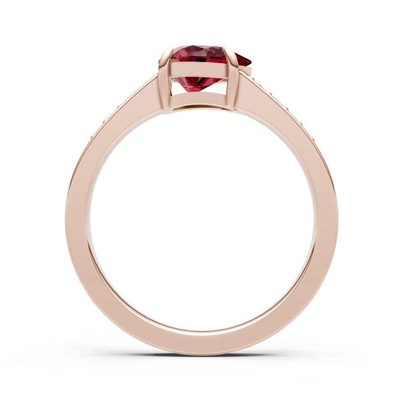 Garnet East West Pear Gemstone Ring with Accents