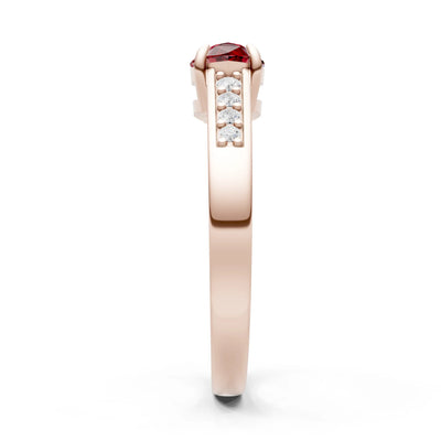 Garnet East West Pear Gemstone Ring with Accents