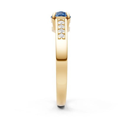 London Blue Topaz East West Pear Gemstone Ring with Accents