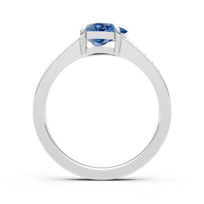 London Blue Topaz East West Pear Gemstone Ring with Accents
