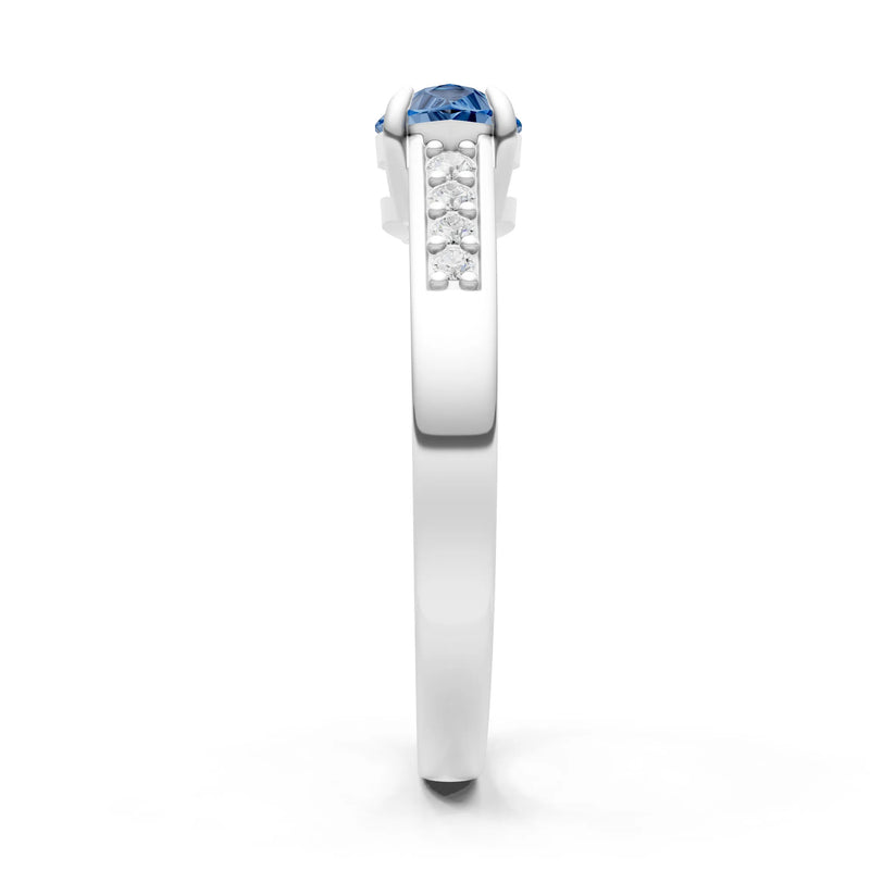 London Blue Topaz East West Pear Gemstone Ring with Accents