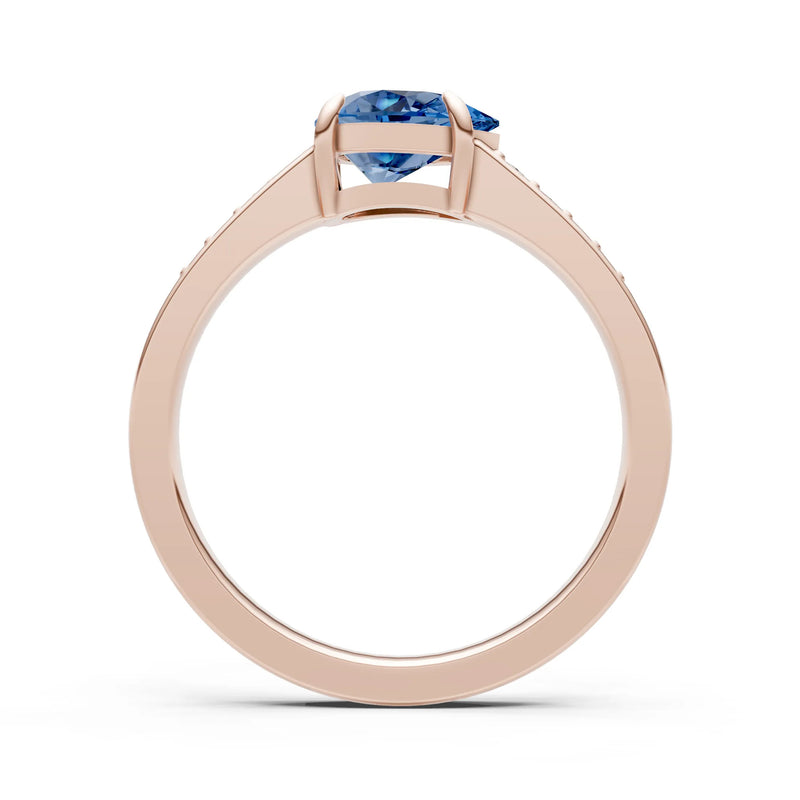 London Blue Topaz East West Pear Gemstone Ring with Accents