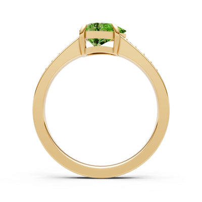 Peridot East West Pear Gemstone Ring with Accents
