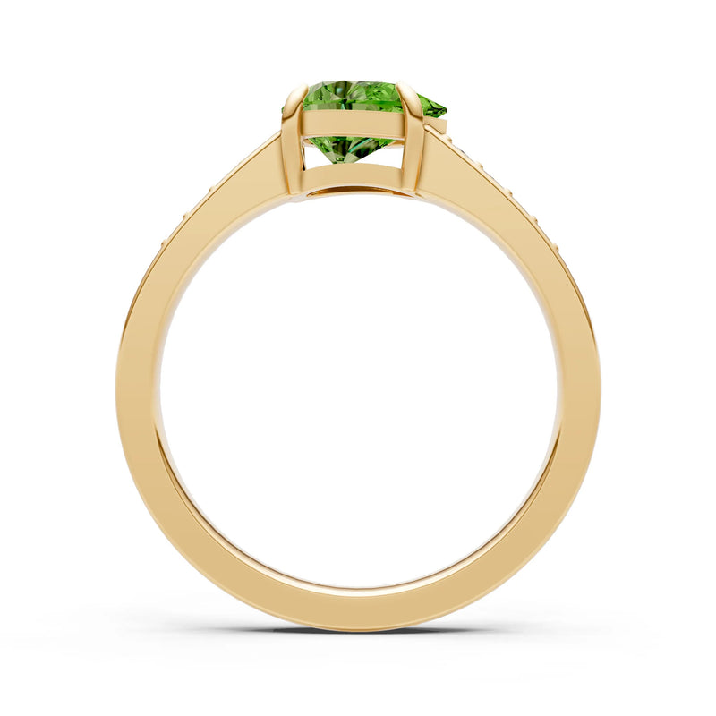 Peridot East West Pear Gemstone Ring with Accents