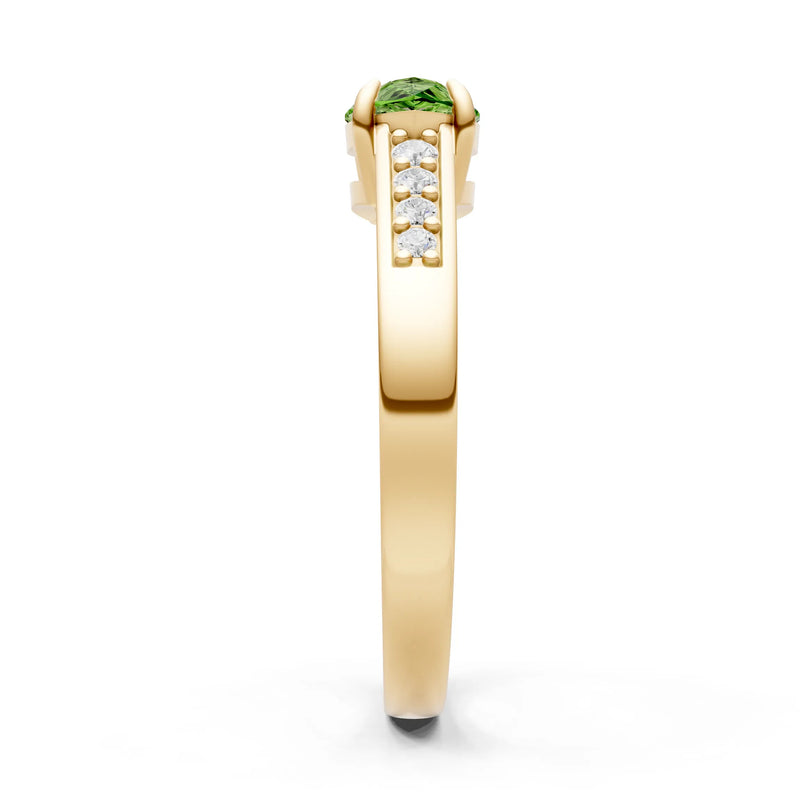 Peridot East West Pear Gemstone Ring with Accents