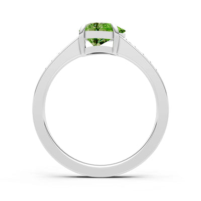 Peridot East West Pear Gemstone Ring with Accents