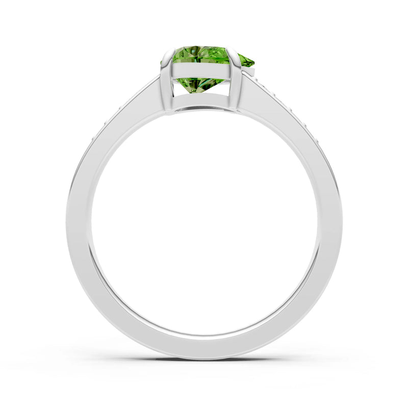 Peridot East West Pear Gemstone Ring with Accents