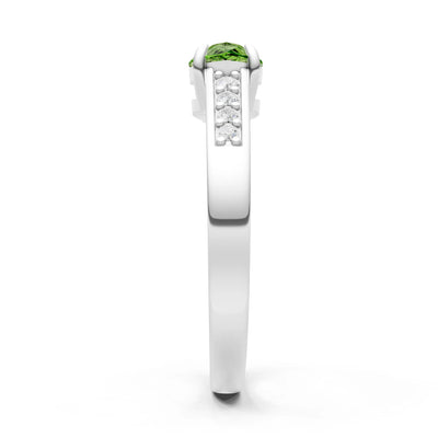 Peridot East West Pear Gemstone Ring with Accents