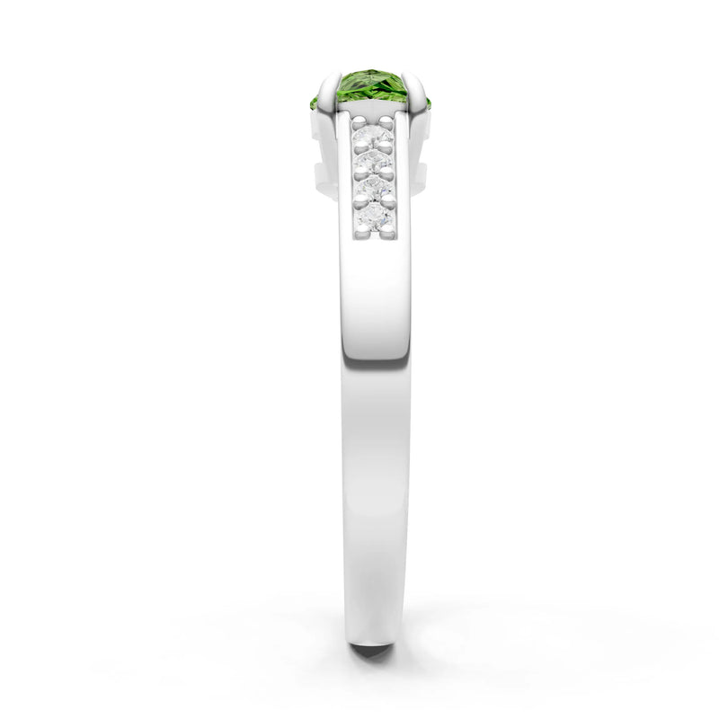 Peridot East West Pear Gemstone Ring with Accents