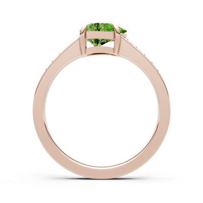 Peridot East West Pear Gemstone Ring with Accents