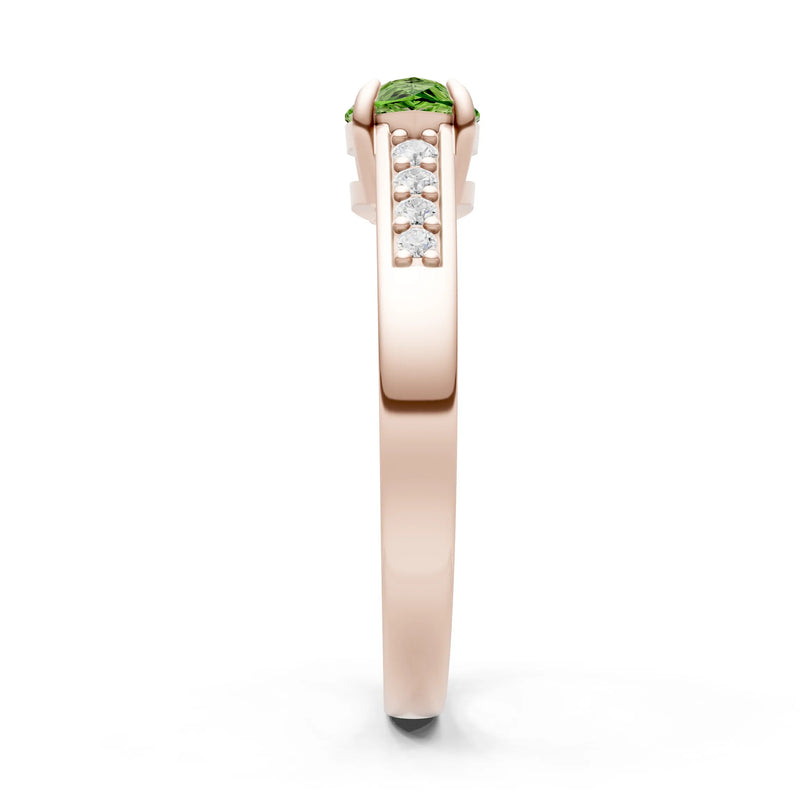 Peridot East West Pear Gemstone Ring with Accents