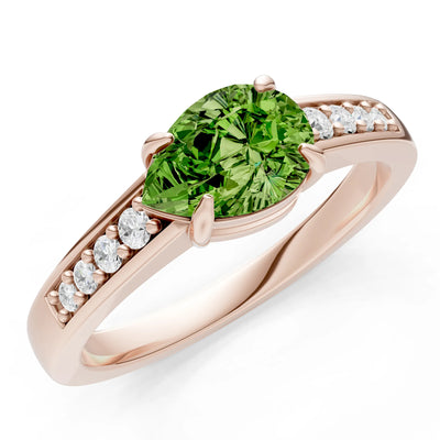 Peridot East West Pear Gemstone Ring with Accents