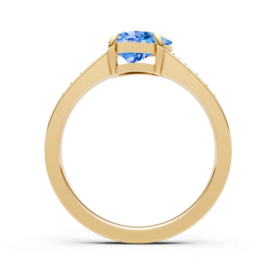 East West Pear Gemstone Ring with Accents