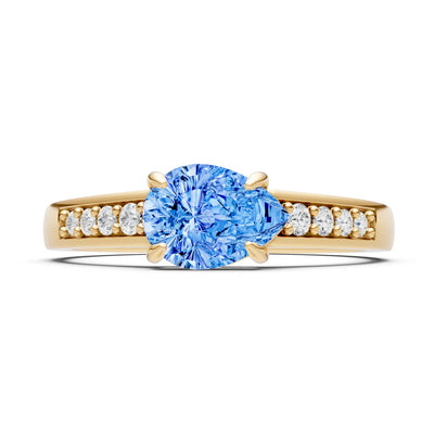 East West Pear Gemstone Ring with Accents