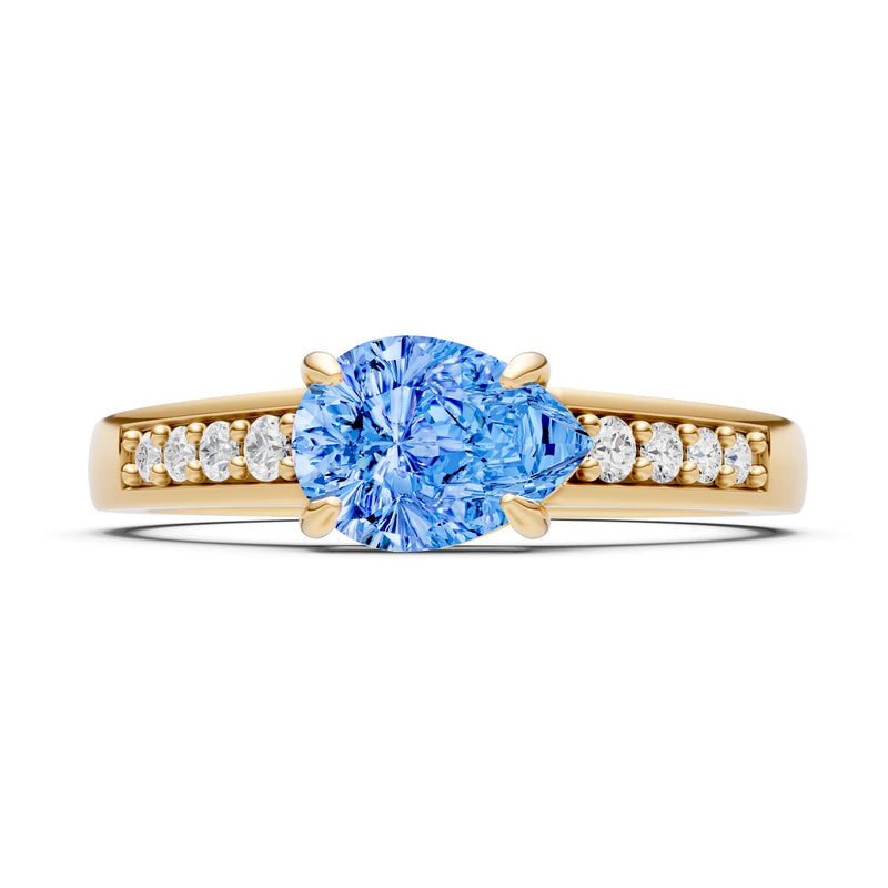 East West Pear Gemstone Ring with Accents