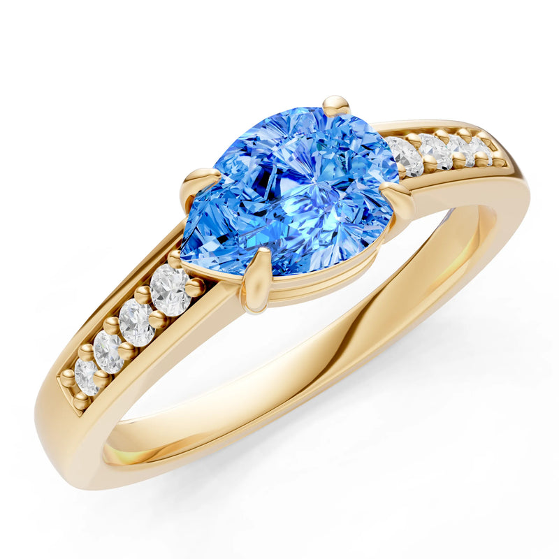 East West Pear Gemstone Ring with Accents