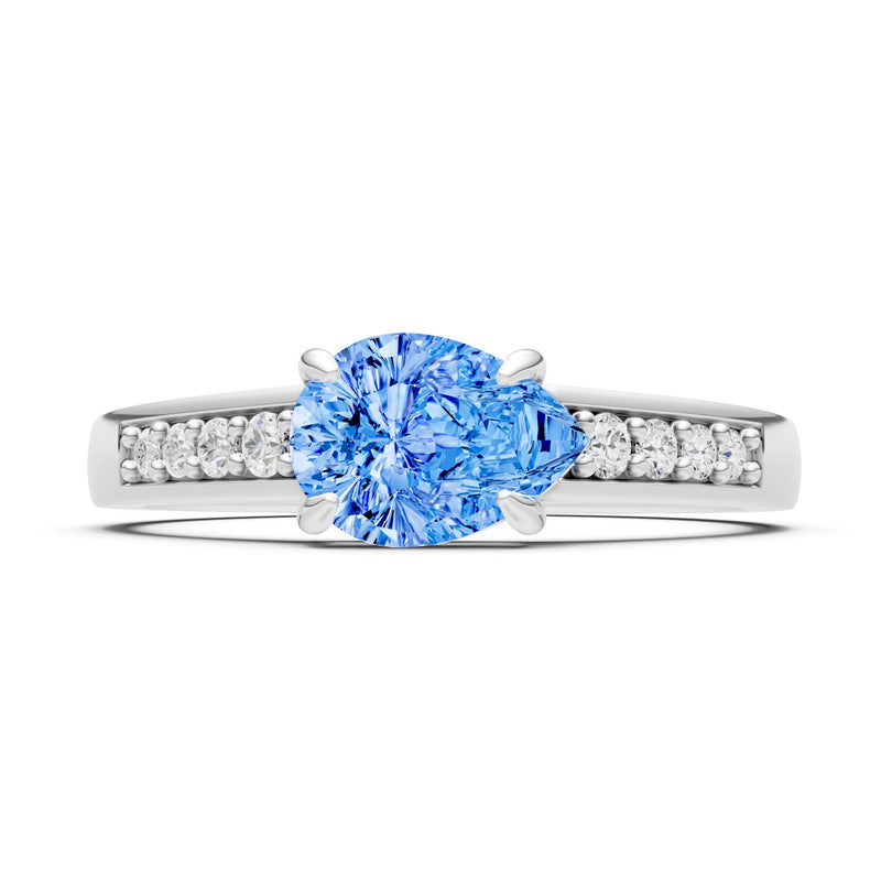 East West Pear Gemstone Ring with Accents