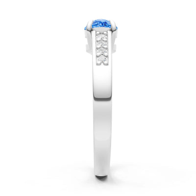 East West Pear Gemstone Ring with Accents