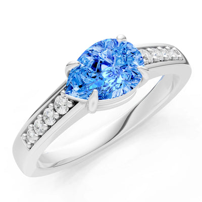 East West Pear Gemstone Ring with Accents